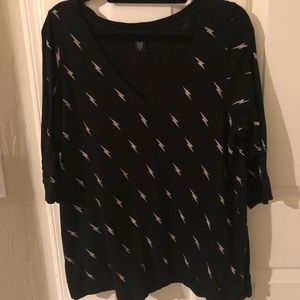 Torrid 1X Black thunderbolt knit 3/4 sleeve tee
